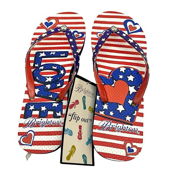 Brighton Skyler Blue Combo Flip Flops Women’s Size 6 Medium New - Picture 3 of 5